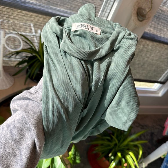 Sage Green Lightweight Ribbed Dress , WANDERLUX Medium - Picture 4 of 5